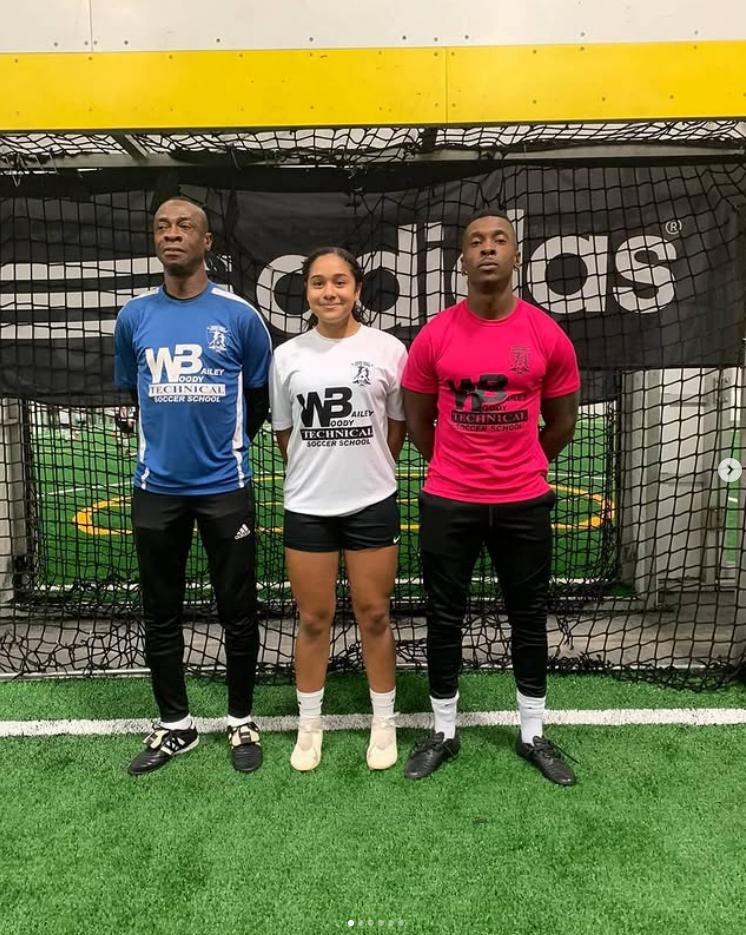 Olivia Smith with Woody Bailey Soccer School ownership and coaching team